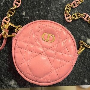 DIOR CARO ROUND POUCH PINK LEATHER